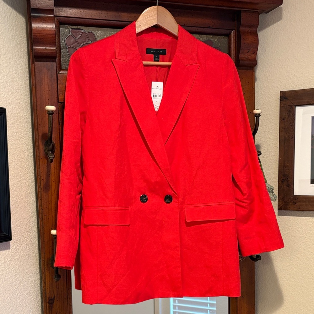 Ann Taylor Red Double-Breasted Women's Blazer